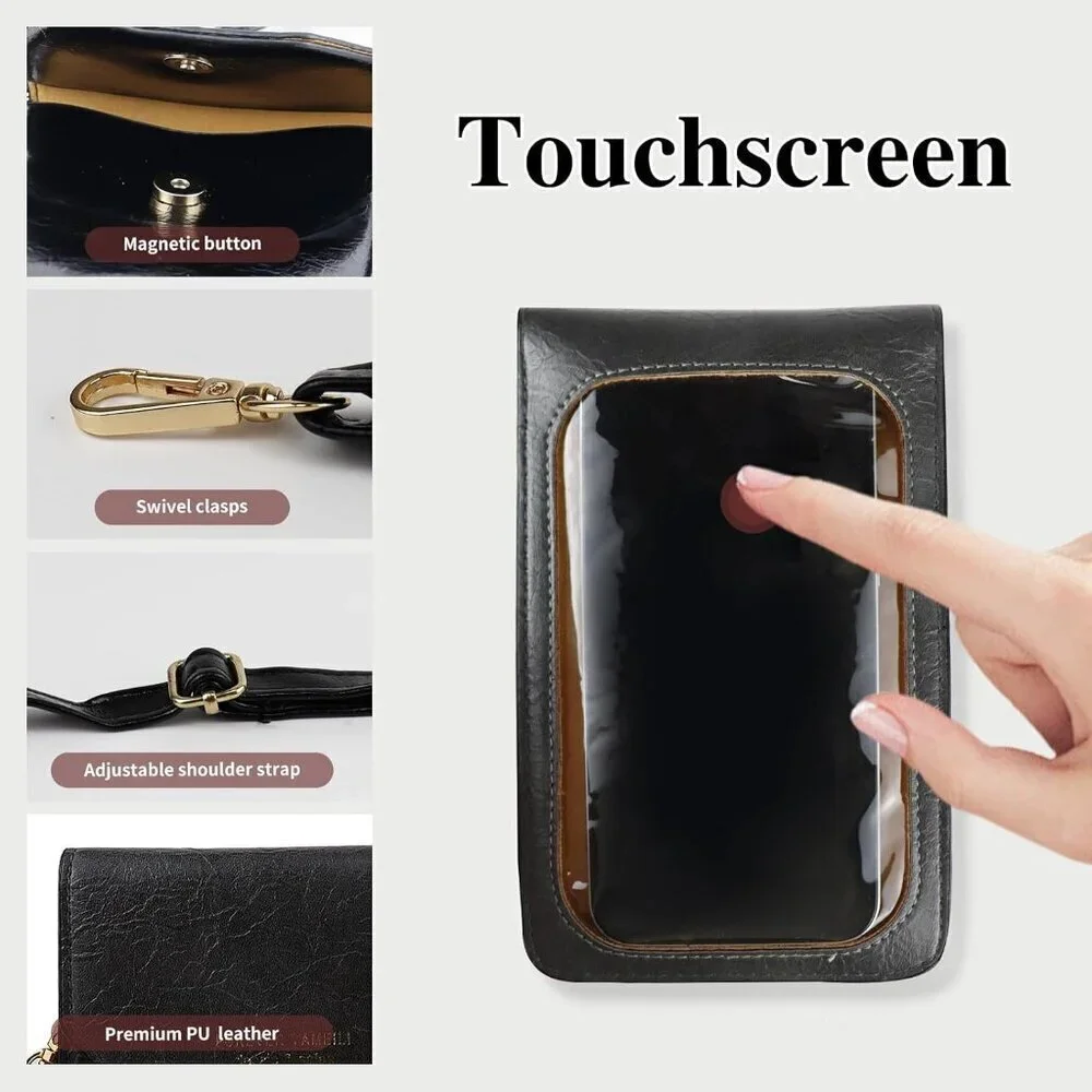Crossbody Phone Purse PU Leather Small Wallet Touch Screen Women Travel